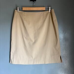NORDSTROM STUDIO 121 Women's 12 Tan Pencil Skirt Slits Cotton Career Classic